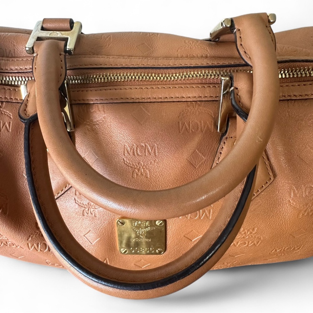 Authentic Mcm Embossed Monogram Boston Bowler Bag… - image 8